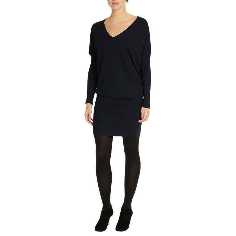 Phase Eight Becca V-Neck Blouson Dress size 12 US 16 UK $190 IN NAVY